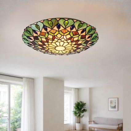 Brilagi - Tiffany-loftlampe MARGARET i farvet glas 2xE27/60W/230V Ø 40 cm