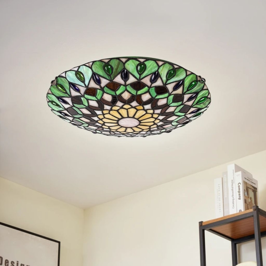 Brilagi - Tiffany-loftlampe MARGARET i farvet glas 2xE27/60W/230V Ø 40 cm
