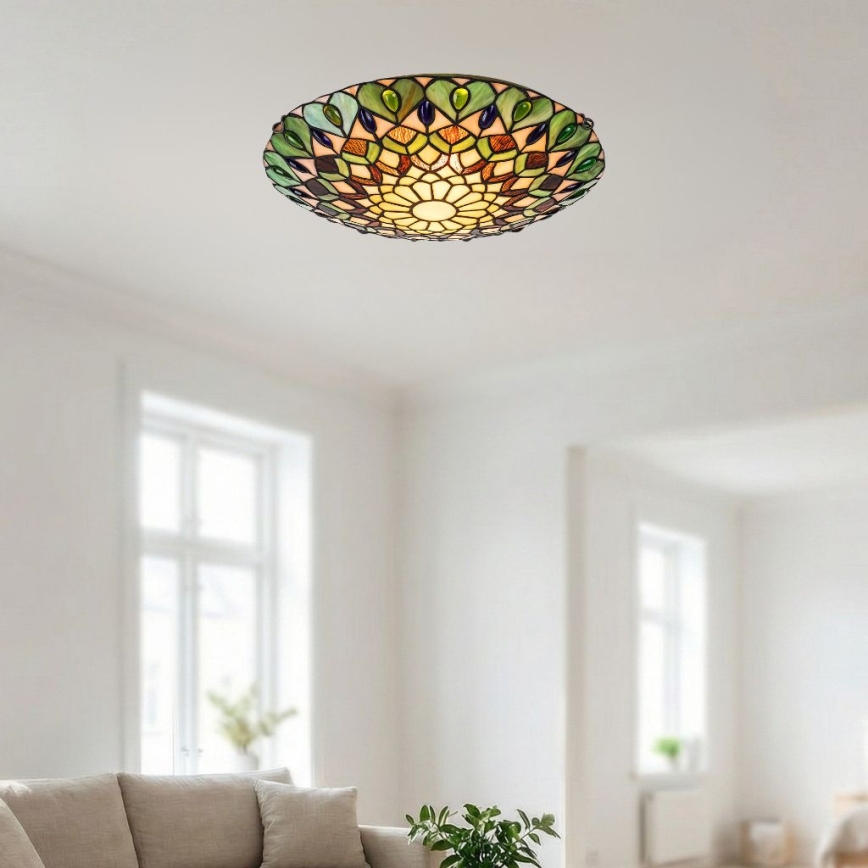 Brilagi - Tiffany-loftlampe MARGARET i farvet glas 2xE27/60W/230V Ø 40 cm
