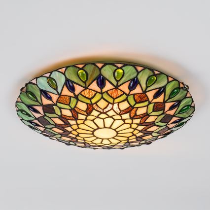 Brilagi - Tiffany-loftlampe MARGARET i farvet glas 2xE27/60W/230V Ø 40 cm