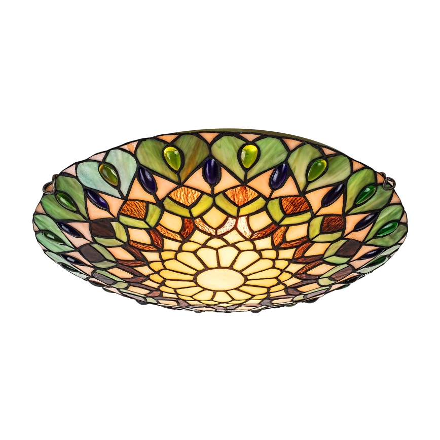 Brilagi - Tiffany-loftlampe MARGARET i farvet glas 2xE27/60W/230V Ø 40 cm
