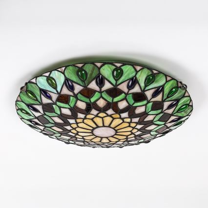 Brilagi - Tiffany-loftlampe MARGARET i farvet glas 2xE27/60W/230V Ø 40 cm