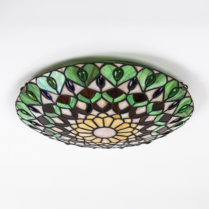 Brilagi - Tiffany-loftlampe MARGARET i farvet glas 2xE27/60W/230V Ø 40 cm