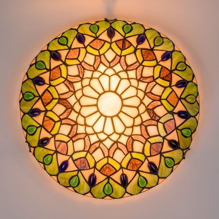 Brilagi - Tiffany-loftlampe MARGARET i farvet glas 2xE27/60W/230V Ø 40 cm