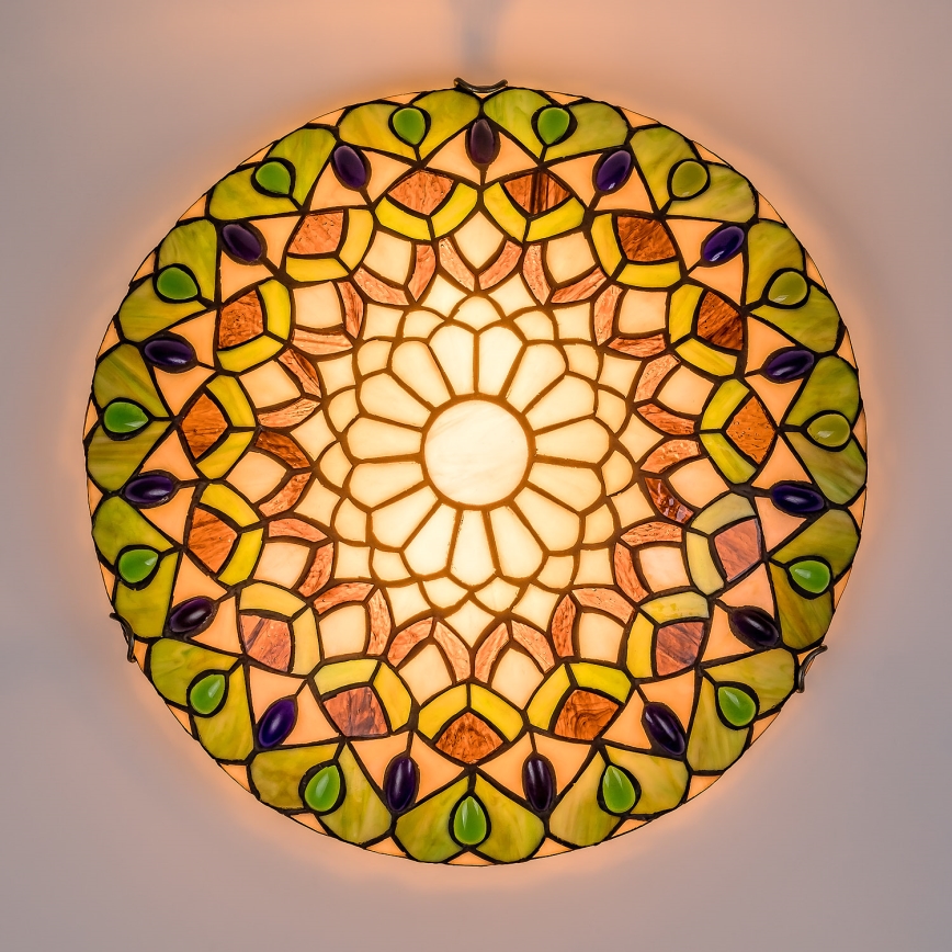 Brilagi - Tiffany-loftlampe MARGARET i farvet glas 2xE27/60W/230V Ø 40 cm