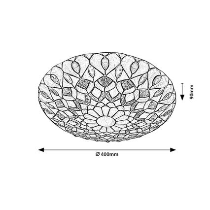 Brilagi - Tiffany-loftlampe MARGARET i farvet glas 2xE27/60W/230V Ø 40 cm