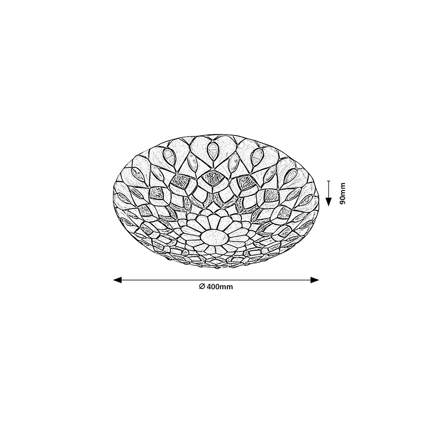 Brilagi - Tiffany-loftlampe MARGARET i farvet glas 2xE27/60W/230V Ø 40 cm
