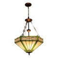 BRILAGI - Tiffany-lysekrone i farvet glas med kædeophæng EMERALD 3xE27/60W/230V Ø 50 cm