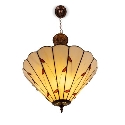 Brilagi - Tiffany-lysekrone i glasmosaik på kæde FOLIA 3xE27/60W/230V Ø 50 cm