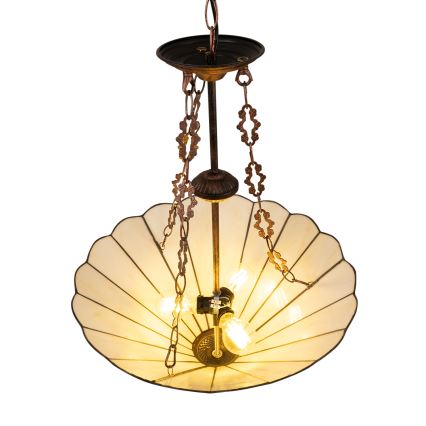 Brilagi - Tiffany-lysekrone i glasmosaik på kæde FOLIA 3xE27/60W/230V Ø 50 cm