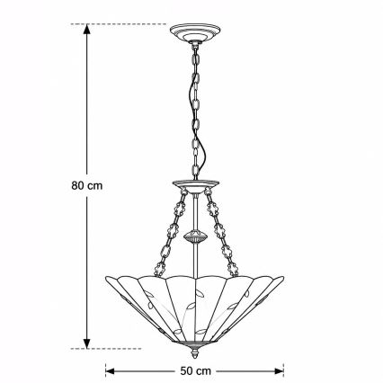 Brilagi - Tiffany-lysekrone i glasmosaik på kæde FOLIA 3xE27/60W/230V Ø 50 cm
