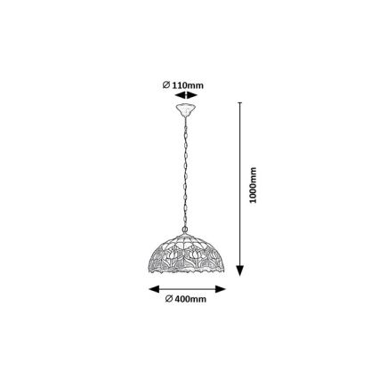 Brilagi - Tiffany lysekrone i Tiffany-glas på kæde LORAS 2xE27/60W/230V