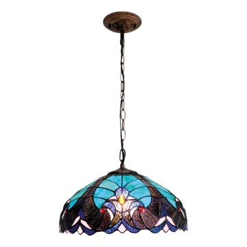 BRILAGI - Tiffany mosaik lysekrone med kæde CORAL 1xE27/60W/230V Ø 40 cm