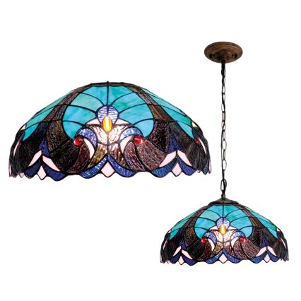 BRILAGI - Tiffany mosaik lysekrone med kæde CORAL 1xE27/60W/230V Ø 40 cm