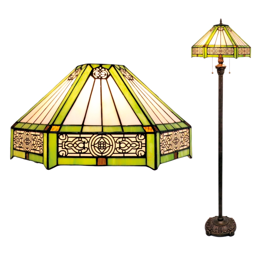 BRILAGI - Tiffany mosaikglas gulvlampe EMERALD 2xE27/60W/230V