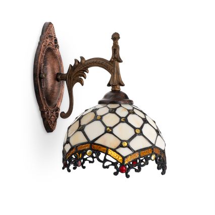 Brilagi - Tiffany-mosaikvæglampe elfenben 1xE14/40W/230V