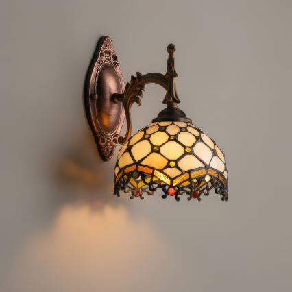 Brilagi - Tiffany-mosaikvæglampe elfenben 1xE14/40W/230V