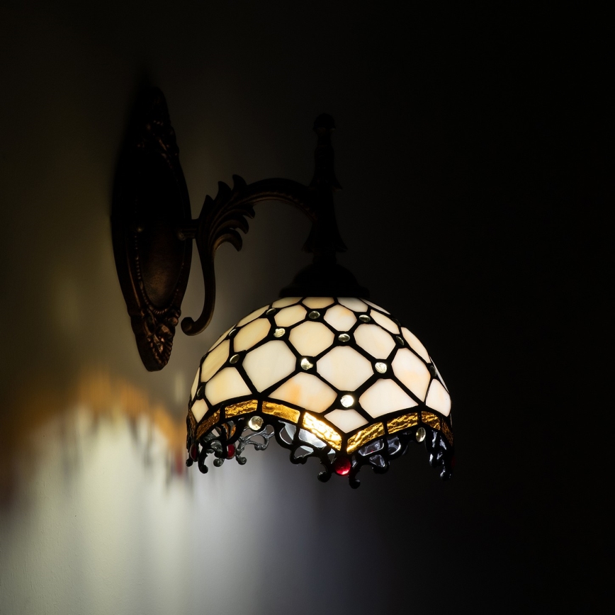 Brilagi - Tiffany-mosaikvæglampe elfenben 1xE14/40W/230V