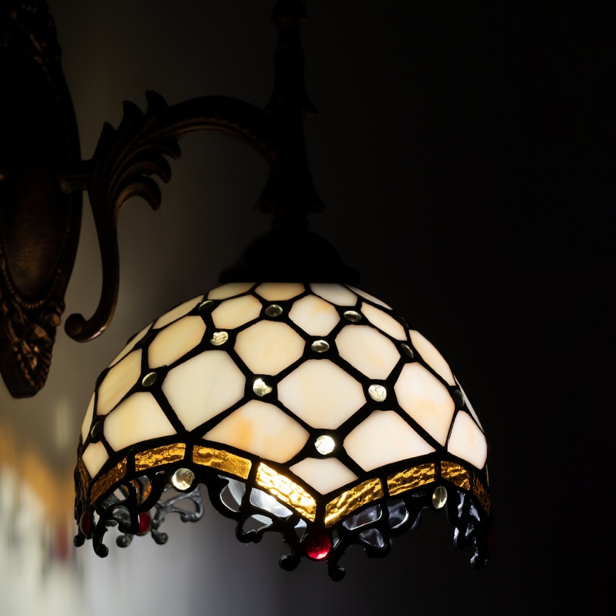 Brilagi - Tiffany-mosaikvæglampe elfenben 1xE14/40W/230V