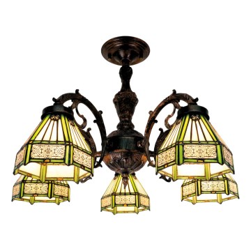 BRILAGI - Tiffany plafond i farvet glas EMERALD 5xE27/60W/230V diameter 60 cm