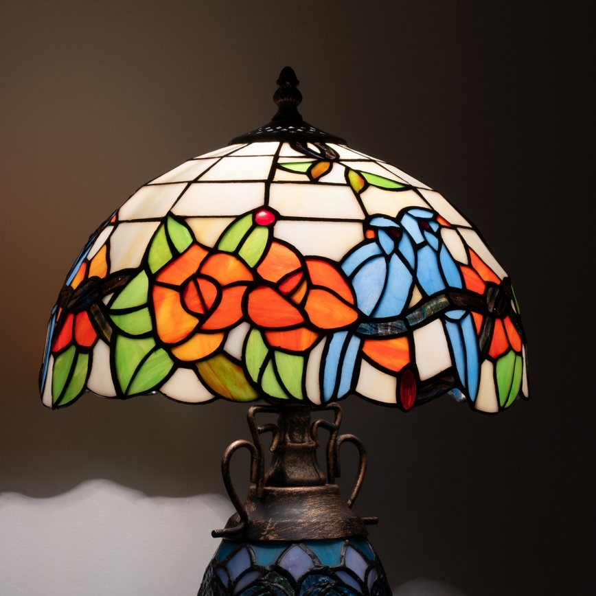 Brilagi - Tiffany-stil bordlampe JUNGLE med glasmosaik 1xE27/60W/230V + 1xE14/40W
