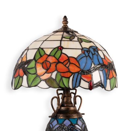 Brilagi - Tiffany-stil bordlampe JUNGLE med glasmosaik 1xE27/60W/230V + 1xE14/40W