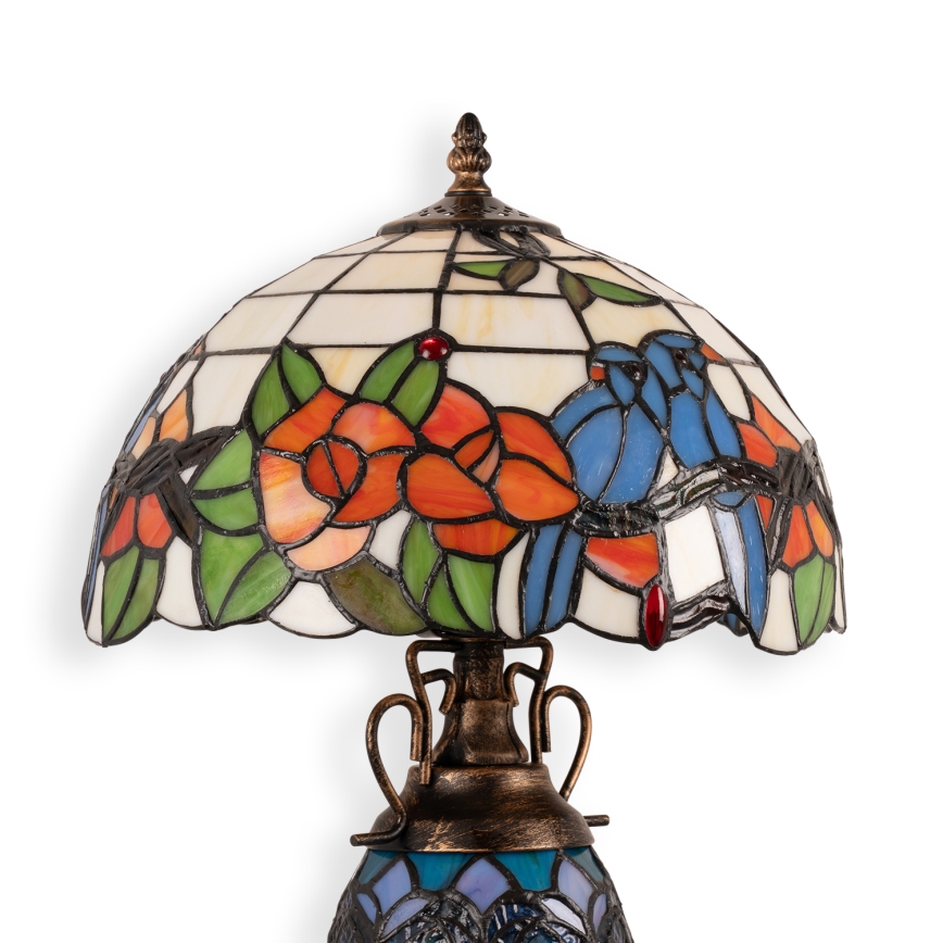 Brilagi - Tiffany-stil bordlampe JUNGLE med glasmosaik 1xE27/60W/230V + 1xE14/40W