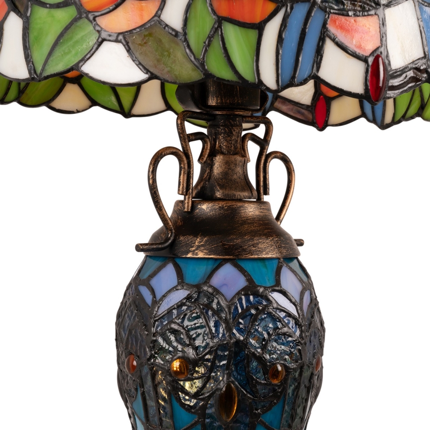 Brilagi - Tiffany-stil bordlampe JUNGLE med glasmosaik 1xE27/60W/230V + 1xE14/40W