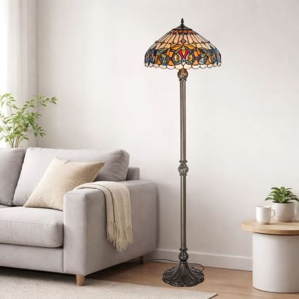 Brilagi - Tiffany-stil glasmosaik gulvlampe LUISA 2xE27/60W/230V