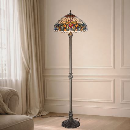Brilagi - Tiffany-stil glasmosaik gulvlampe LUISA 2xE27/60W/230V