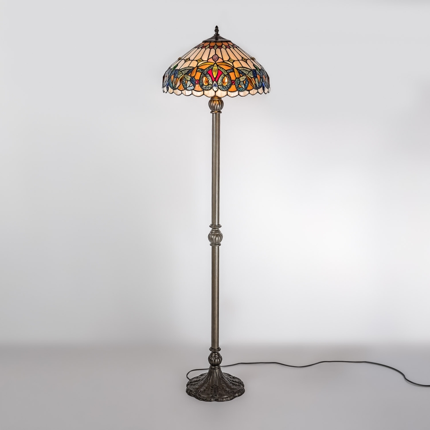 Brilagi - Tiffany-stil glasmosaik gulvlampe LUISA 2xE27/60W/230V