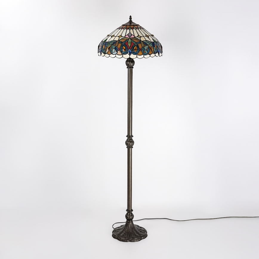 Brilagi - Tiffany-stil glasmosaik gulvlampe LUISA 2xE27/60W/230V