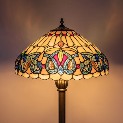 Brilagi - Tiffany-stil glasmosaik gulvlampe LUISA 2xE27/60W/230V