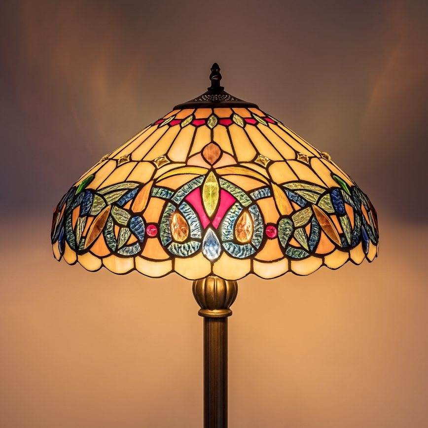Brilagi - Tiffany-stil glasmosaik gulvlampe LUISA 2xE27/60W/230V