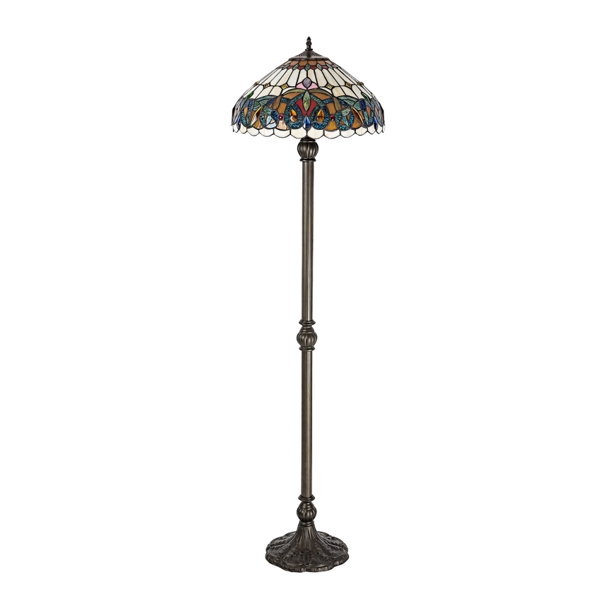 Brilagi - Tiffany-stil glasmosaik gulvlampe LUISA 2xE27/60W/230V