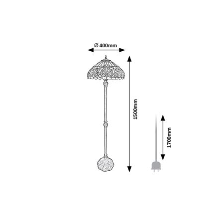 Brilagi - Tiffany-stil glasmosaik gulvlampe LUISA 2xE27/60W/230V