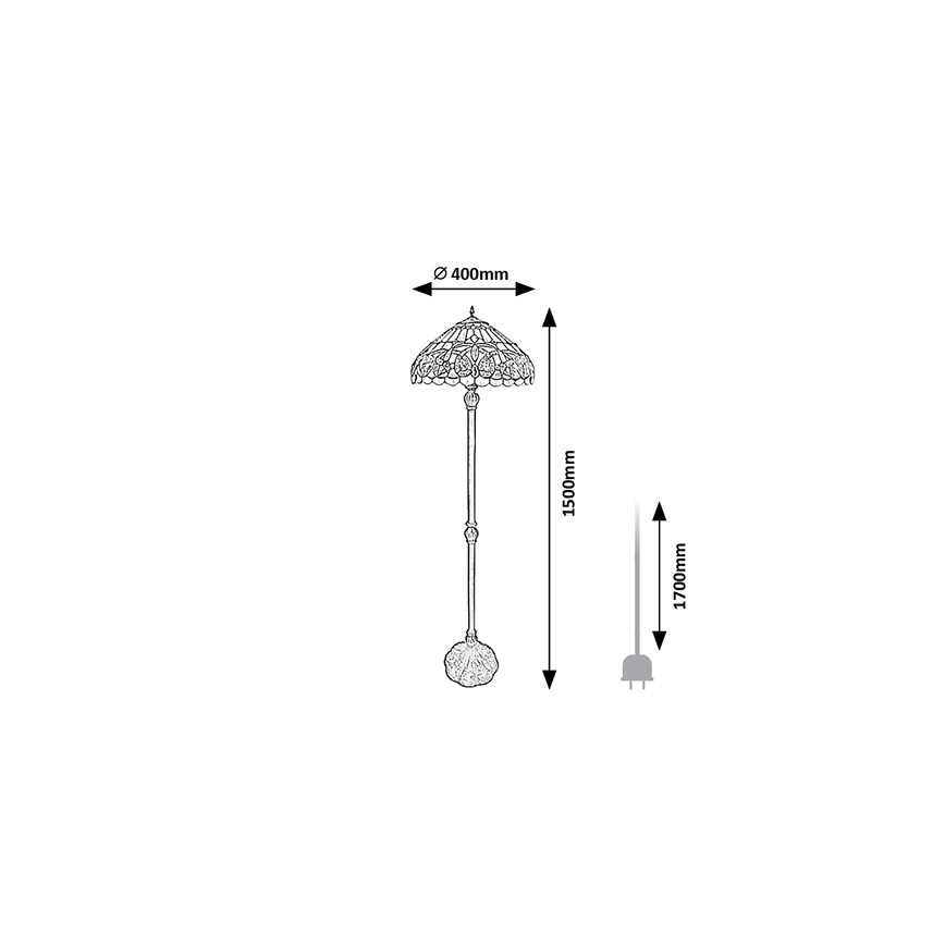 Brilagi - Tiffany-stil glasmosaik gulvlampe LUISA 2xE27/60W/230V