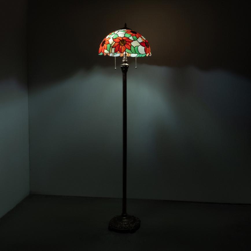 BRILAGI - Tiffany-stil gulvlampe i glasmosaik SUNFLOWER 2xE27/60W/230V