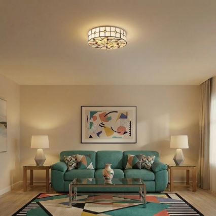 Brilagi - Tiffany-stil loftlampe FOLIA 3xE27/60W/230V Ø 40 cm