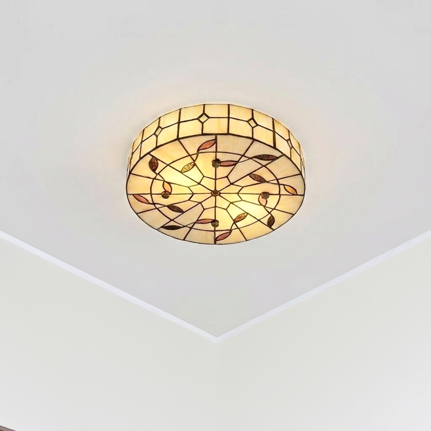 Brilagi - Tiffany-stil loftlampe FOLIA 3xE27/60W/230V Ø 40 cm