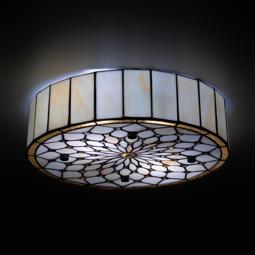 Brilagi - Tiffany-stil loftlampe IVORY 3xE27/60W/230V Ø 40 cm