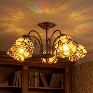 Brilagi - Tiffany-stil loftlampe MIRABELLA 5xE27/60W/230V Ø 60 cm