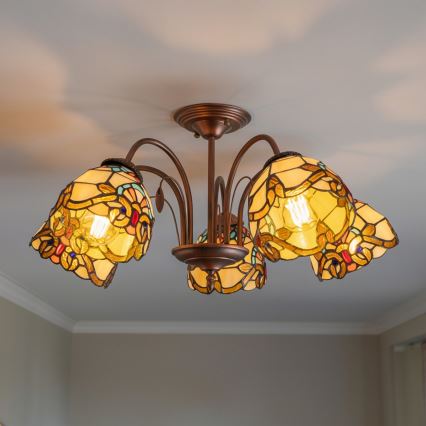 Brilagi - Tiffany-stil loftlampe MIRABELLA 5xE27/60W/230V Ø 60 cm
