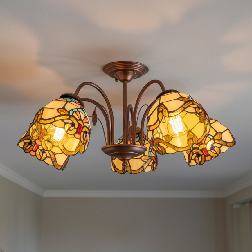 Brilagi - Tiffany-stil loftlampe MIRABELLA 5xE27/60W/230V Ø 60 cm