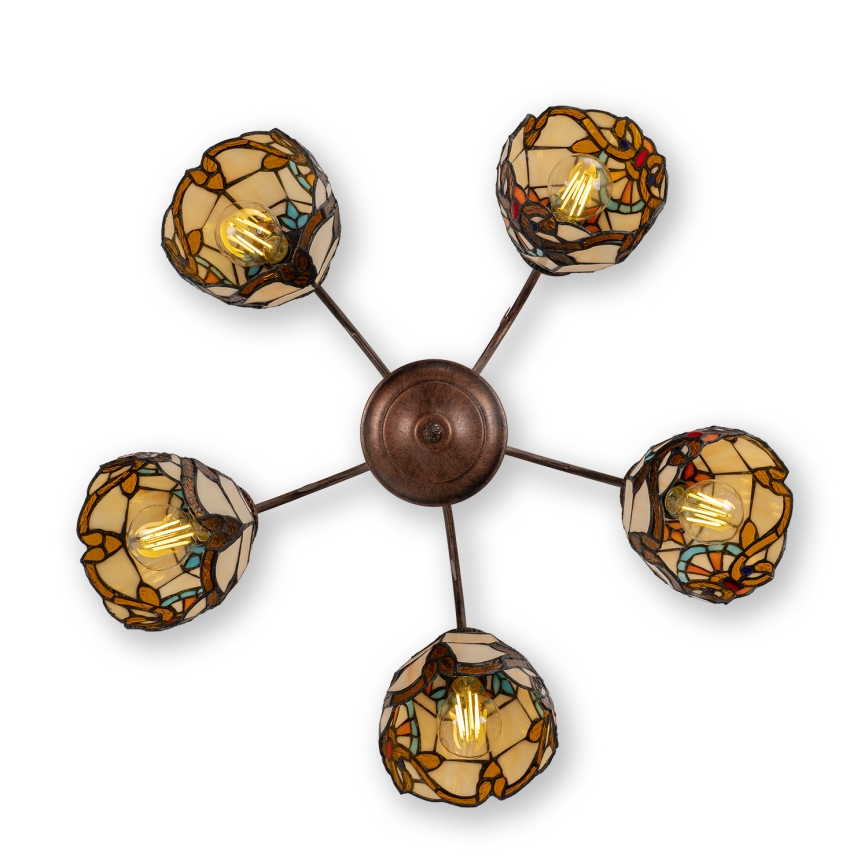 Brilagi - Tiffany-stil loftlampe MIRABELLA 5xE27/60W/230V Ø 60 cm