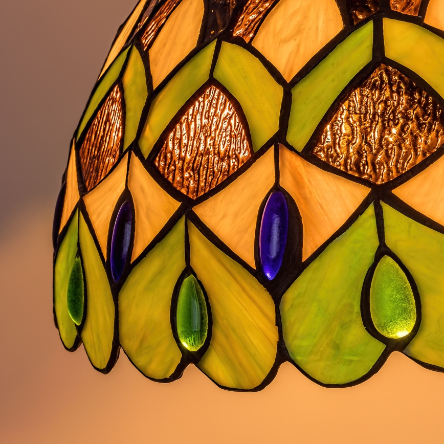 Brilagi - Tiffany-stil lysekrone i farvet glas på kæde MARGARET 2xE27/60W/230V