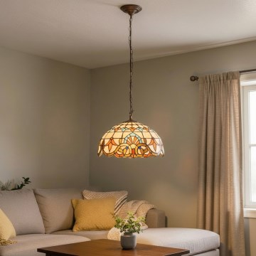 Brilagi - Tiffany-stil lysekrone på kæde MIRABELLA 1xE27/60W/230V Ø 40 cm