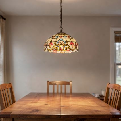 Brilagi - Tiffany-stil lysekrone på kæde MIRABELLA 1xE27/60W/230V Ø 40 cm
