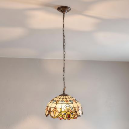 Brilagi - Tiffany-stil lysekrone på kæde MIRABELLA 1xE27/60W/230V Ø 40 cm