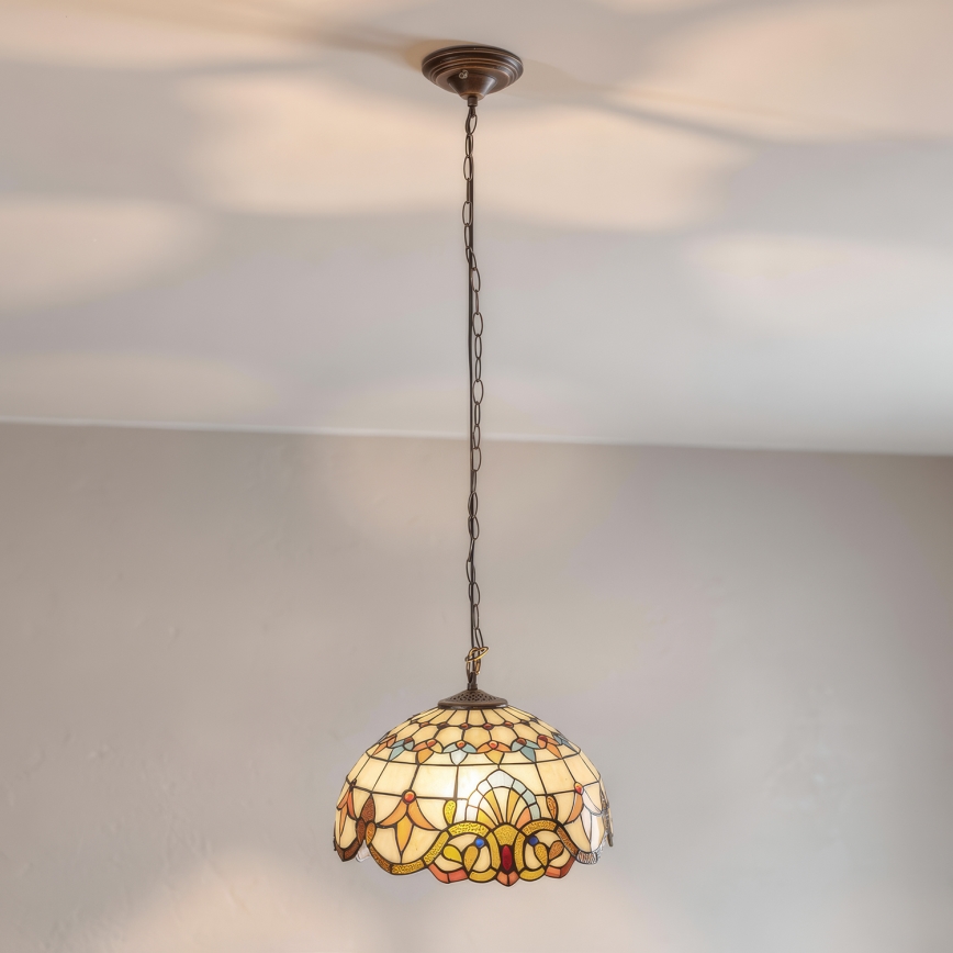 Brilagi - Tiffany-stil lysekrone på kæde MIRABELLA 1xE27/60W/230V Ø 40 cm